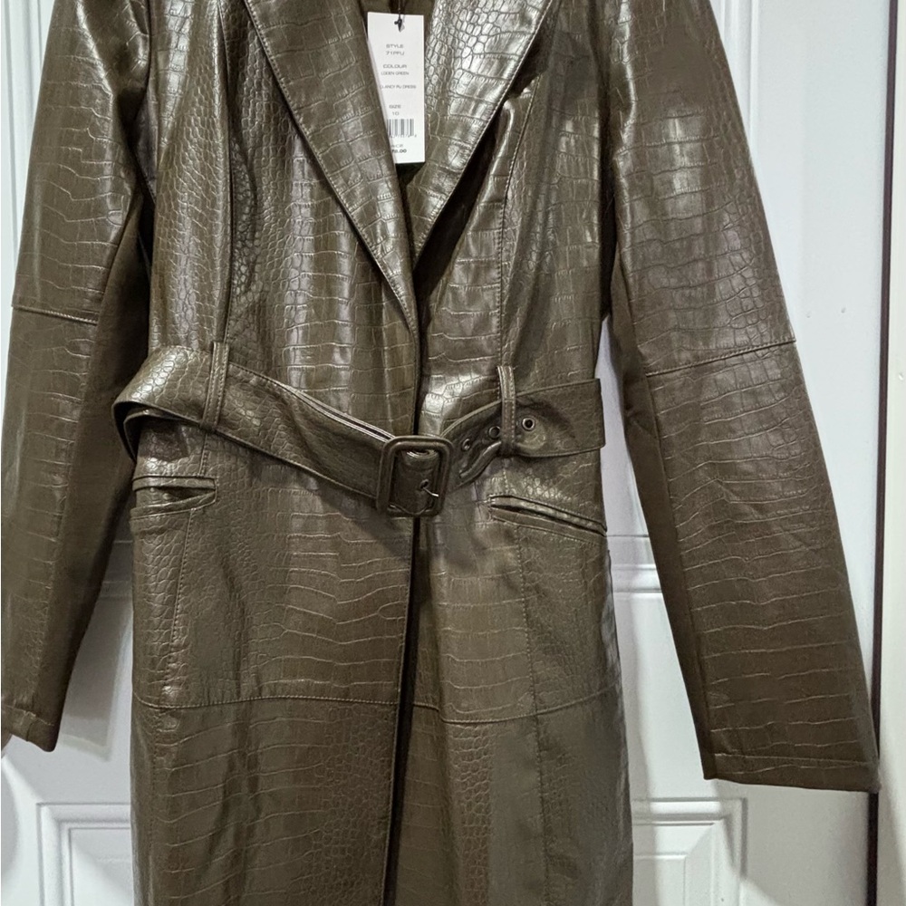 Chic Faux Leather Croc-Embossed Dress - Picture 3 of 11
